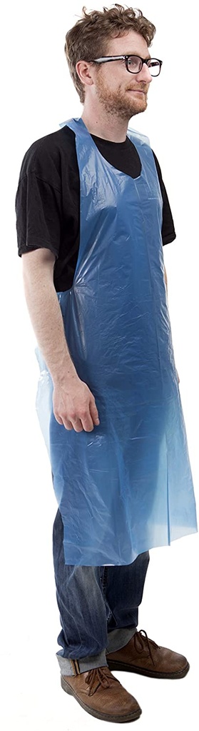 TABLIER PE BLEU 20µ X100